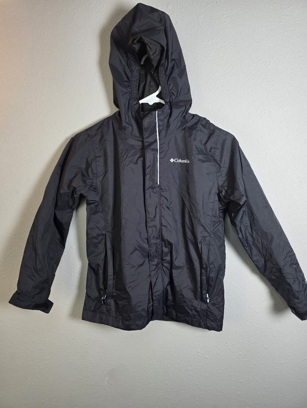 Columbia Omni-Tech Wind Rain Hooded kid Jacket Shell Blue  Small Unisex